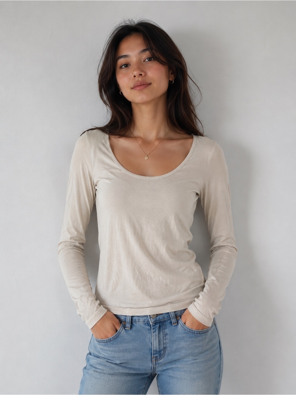 H&M Women's Long Sleeve Scoop Neck Top
